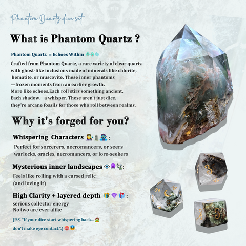URWizards D&D Phantom Quartz Gemstone Engraved Dice Set(Limited edition)