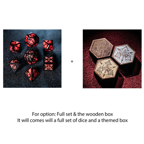 Set di dadi incisi in vetro rosso URWizards Blast stile Assassino