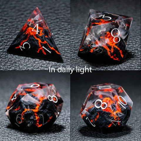 URWizards D&D Resin Engraved Dice Set Mysterious Realm - Glowing Death Volcano