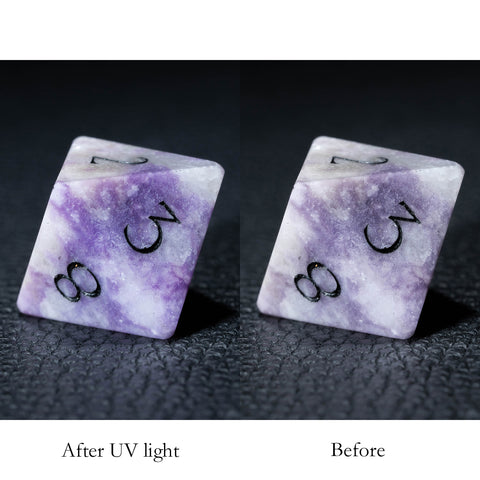 URWizards D&D Hackmanite Gemstone Engraved Dice Set - Urwizards