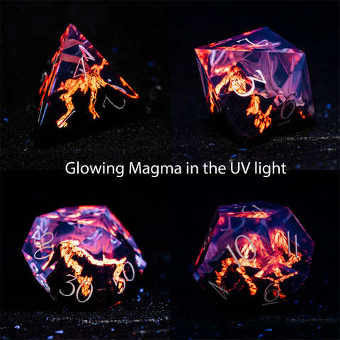 URWizards D&D Resin Engraved Dice Set Mysterious Realm - Glowing Death Volcano