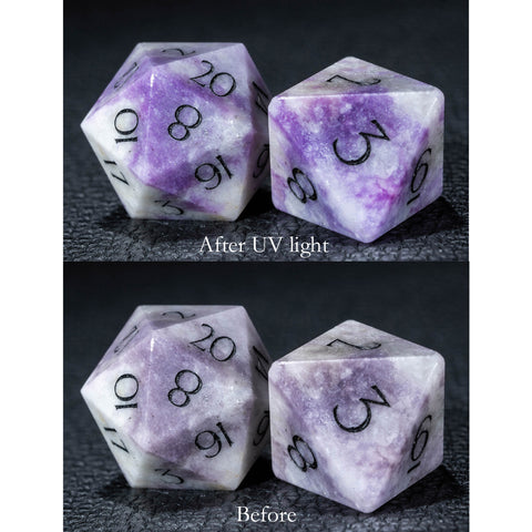 URWizards D&D Hackmanite Gemstone Engraved Dice Set - Urwizards