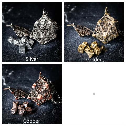 Custodia tascabile Micro Mini Metal DnD Dice Set Dragon D20