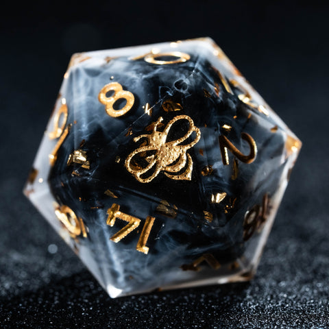 URWizards Inner-Dice Handgefertigtes Würfelset aus Kunstharz mit scharfer Kante – Bienen –