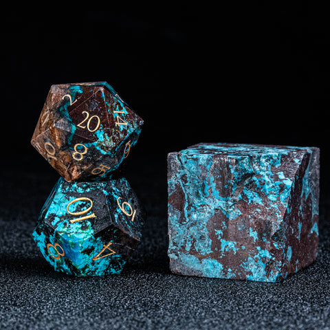 URWizards D&D Chrysocolla Gemstone Engraved Dice Set(Limited edition)