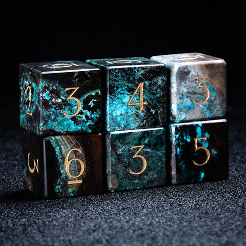 URWizards D&D Chrysocolla Gemstone Engraved Dice Set(Limited edition)