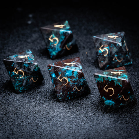 URWizards D&D Chrysocolla Gemstone Engraved Dice Set(Limited edition)