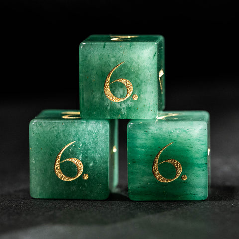 URWizards D&D Aventurine Gemstone Engraved Dice Set