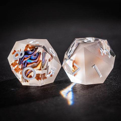 URWizards Natural Abalone Shell Piece Handmade Resin Dice Set