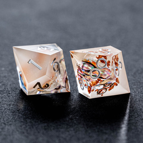 URWizards Natural Abalone Shell Piece Handmade Resin Dice Set