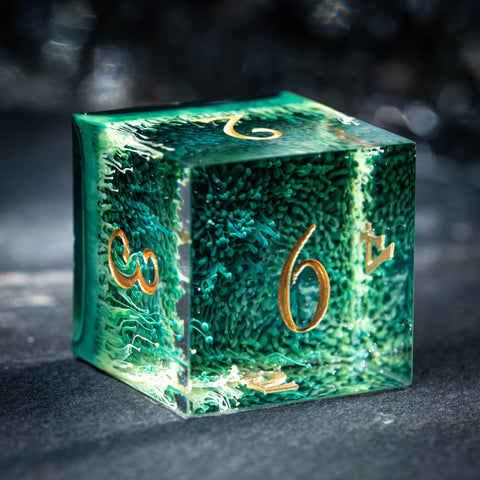 URWizards Dnd Resin Green Coral Engraved Dice Set Turtle Style