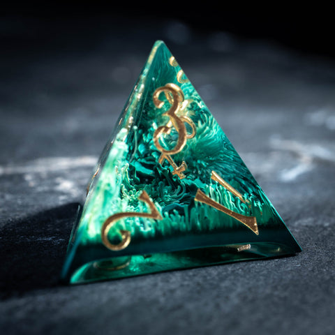 URWizards Dnd Resin Green Coral Engraved Dice Set Turtle Style