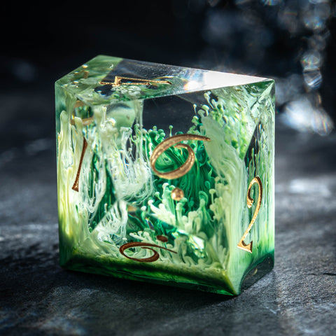 URWizards Dnd Resin Green Coral Engraved Dice Set Turtle Style