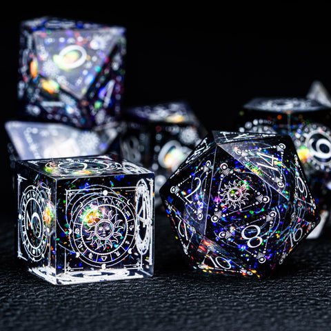 URWizards D&D The Galaxy Resin Engraved Dice Set Tarot Style - Urwizards