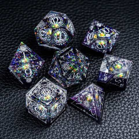 URWizards D&D The Galaxy Resin Engraved Dice Set Tarot Style - Urwizards