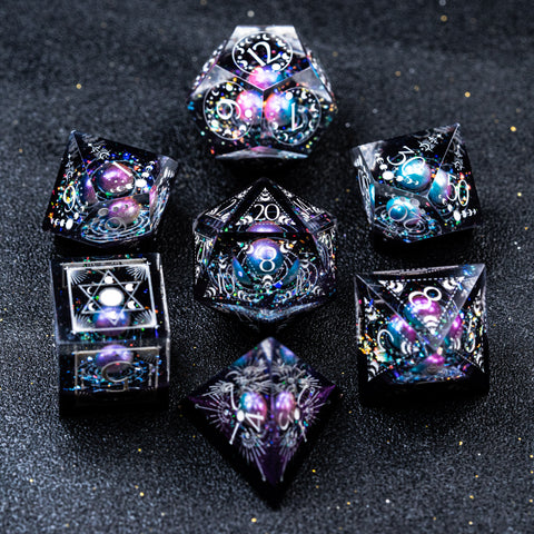 URWizards D&D The Galaxy Resin Engraved Dice Set Astrology Style - Urwizards