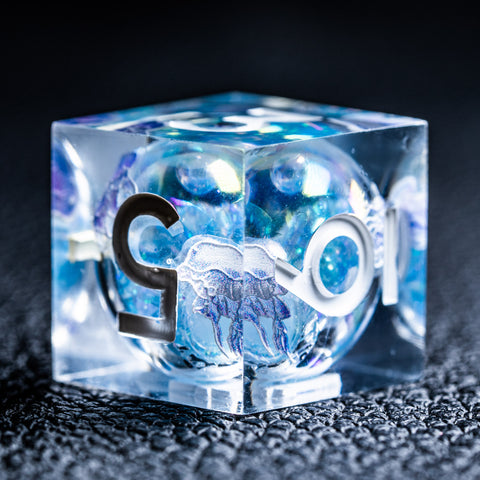 URWizards D&D Glow in the Dark Liquid Core Resin Engraved Dice Set Jellyfish - Urwizards