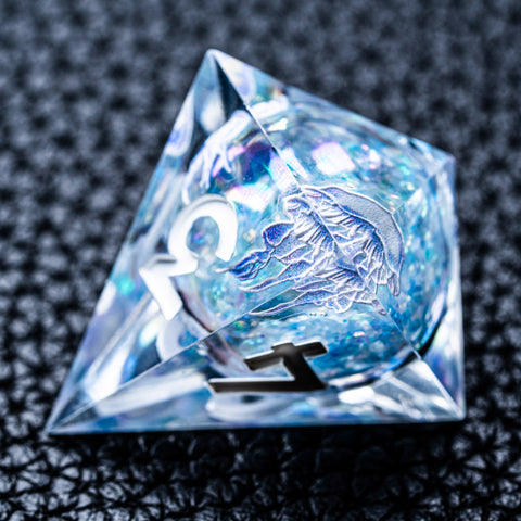 URWizards D&D Glow in the Dark Liquid Core Resin Engraved Dice Set Jellyfish - Urwizards