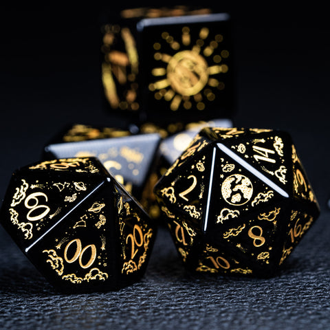 URWizards D&D Obsidian Engraved Dice Set Universe Style - Urwizards