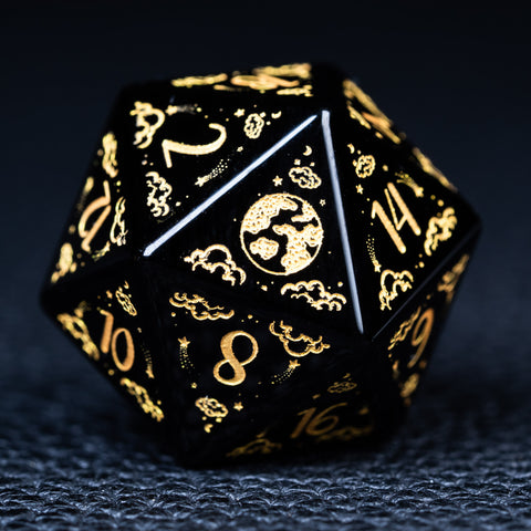 URWizards D&D Obsidian Engraved Dice Set Universe Style - Urwizards