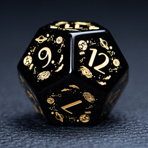 URWizards D&D Obsidian Engraved Dice Set Universe Style - Urwizards