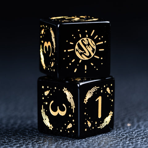 URWizards D&D Obsidian Engraved Dice Set Universe Style - Urwizards