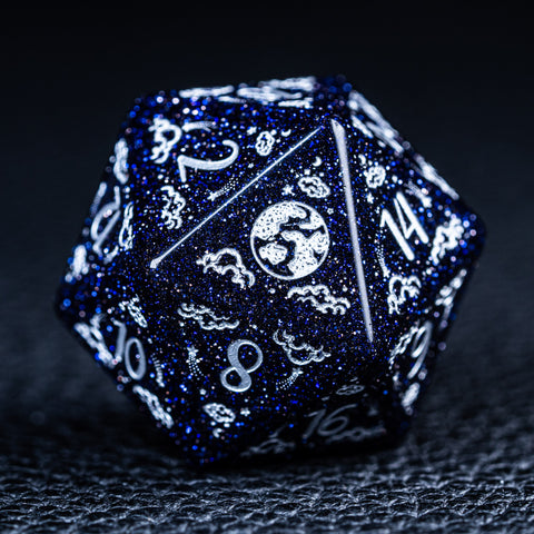 URWizards D&D Blue Sandstone Engraved Dice Set Universe Style - Urwizards