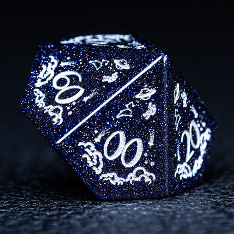 URWizards D&D Blue Sandstone Engraved Dice Set Universe Style - Urwizards