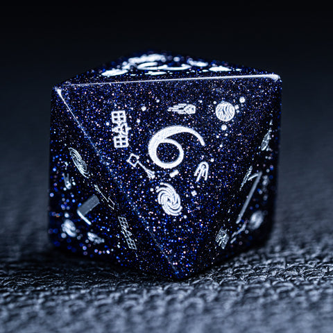 URWizards D&D Blue Sandstone Engraved Dice Set Universe Style - Urwizards
