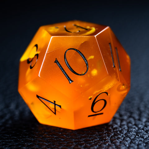 URWizards D&D Amber Resin Engraved Dice Set Dragon Style - Urwizards
