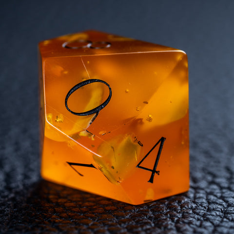URWizards D&D Amber Resin Engraved Dice Set Dragon Style - Urwizards