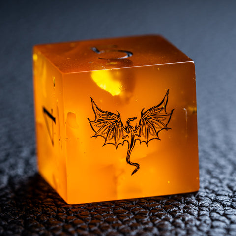 URWizards D&D Amber Resin Engraved Dice Set Dragon Style - Urwizards