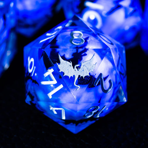 URWizards D&D Glow in the Dark Liquid Core Resin Engraved Dice Set Dragon - Urwizards