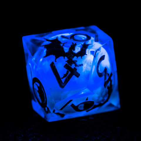 URWizards D&D Glow in the Dark Liquid Core Resin Engraved Dice Set Dragon - Urwizards