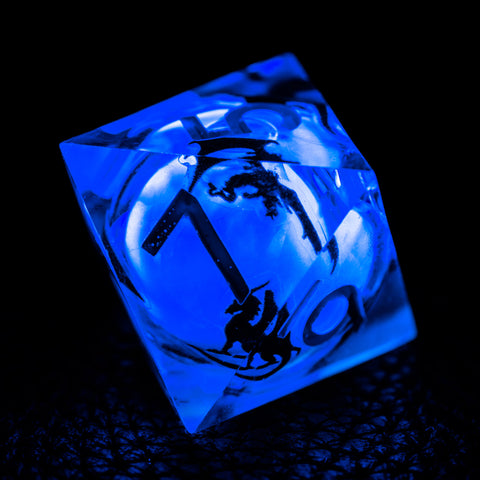 URWizards D&D Glow in the Dark Liquid Core Resin Engraved Dice Set Dragon - Urwizards