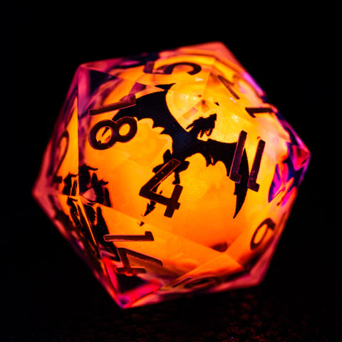 URWizards D&D Glow in the Dark Liquid Core Resin Engraved Dice Set Dragon - Urwizards