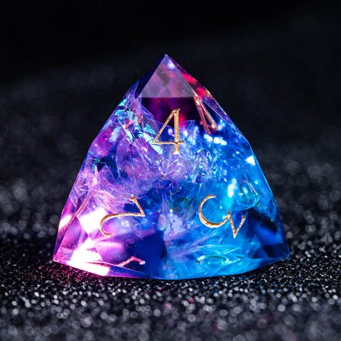 URWizards D&D Resin Purple Glitter Engraved Dice Set Multi-faceted Gengar Style
