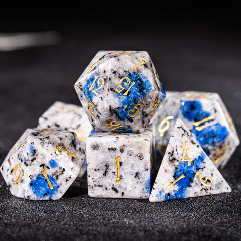 URWizards D&D K2 Jasper Gemstone Engraved Dice Set - Urwizards