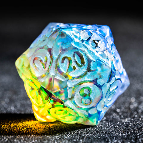 URWizards D&D CNC Carving Dwarf Dichroic Prism Glass Dice Set - Urwizards