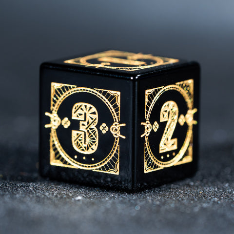 URWizards D&D Obsidian Engraved Dice Set Astrology Style - Urwizards