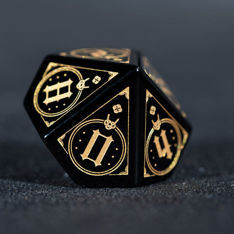URWizards D&D Obsidian Engraved Dice Set Astrology Style - Urwizards
