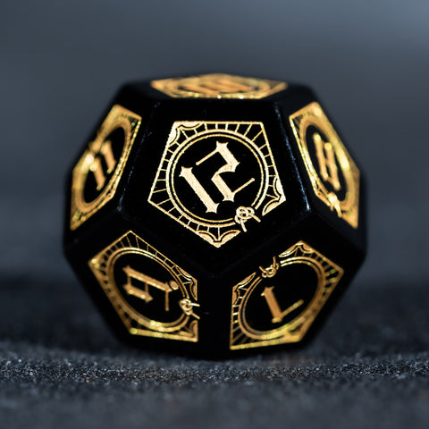 URWizards D&D Obsidian Engraved Dice Set Astrology Style - Urwizards