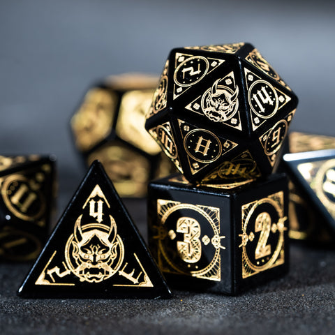 URWizards D&D Obsidian Engraved Dice Set Astrology Style - Urwizards