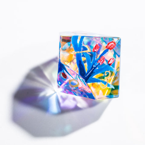 URWizards D&D Polished Prism Glass Engraved Dice Set Hand-painted Tulip - Urwizards