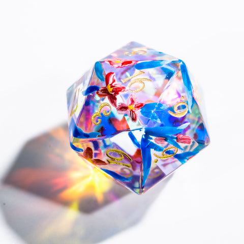 URWizards D&D Polished Prism Glass Engraved Dice Set Hand-painted Tulip - Urwizards