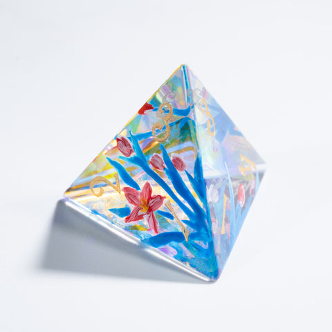 URWizards D&D Polished Prism Glass Engraved Dice Set Hand-painted Tulip - Urwizards
