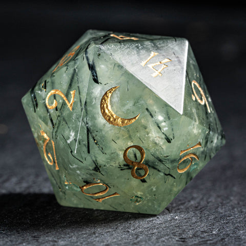 URWizards D&D Prehnite Gemstone Engraved Dice Set(Limited edition)