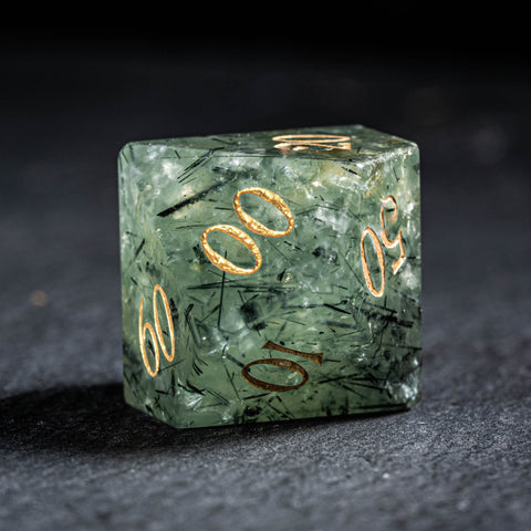 URWizards D&D Prehnite Gemstone Engraved Dice Set(Limited edition)