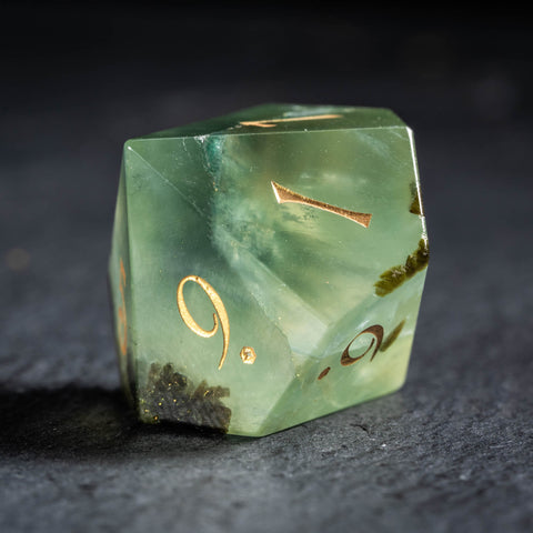 URWizards D&D Prehnite Gemstone Engraved Dice Set(Limited edition)