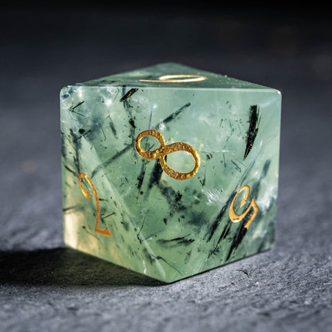 URWizards D&D Prehnite Gemstone Engraved Dice Set(Limited edition)